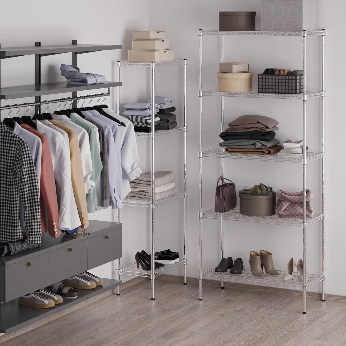 18" Deep x 36" Wide x 86" Height Wire Shelving Kit | 5-Tier | NSF Commercial Storage Rack Unit