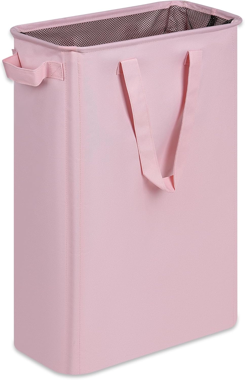 efluky Slim Laundry Basket, Narrow Laundry Hamper with Handles, Collapsible Dirty Clothes Hamper, Tall Laundry Bin for Laundry Room, Dorm and Bedroom, 12.7 Gallons(48L) Pink
