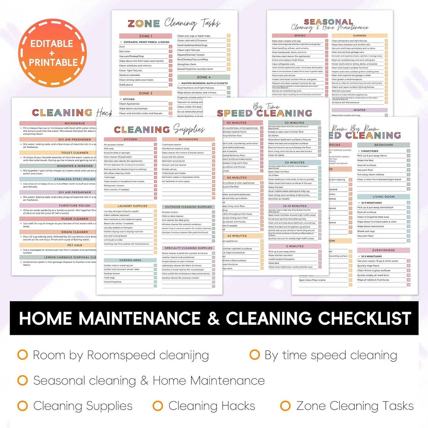 ADHD Cleaning Planner | Home Cleaning Schedule for Adults | Daily, Weekly, Monthly, Yearly Cleaning Checklist | Declutter, Organizing, Family | ADHD Cleaning and Organizing Planner for Women