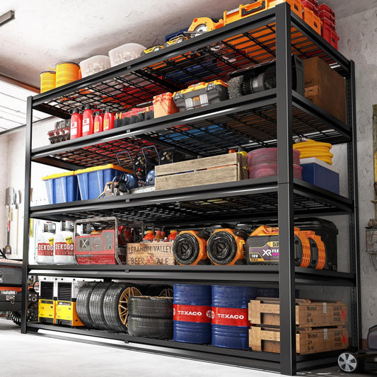 REIBII 78" H Garage Shelving, 5 Tier Storage Shelves Heavy Duty, 3000LBS Industrial Shelf, Adjustable Metal Shelving for Garage, Warehouse, School, Commercial, Business, 55.2" W x 78" H x 26" D