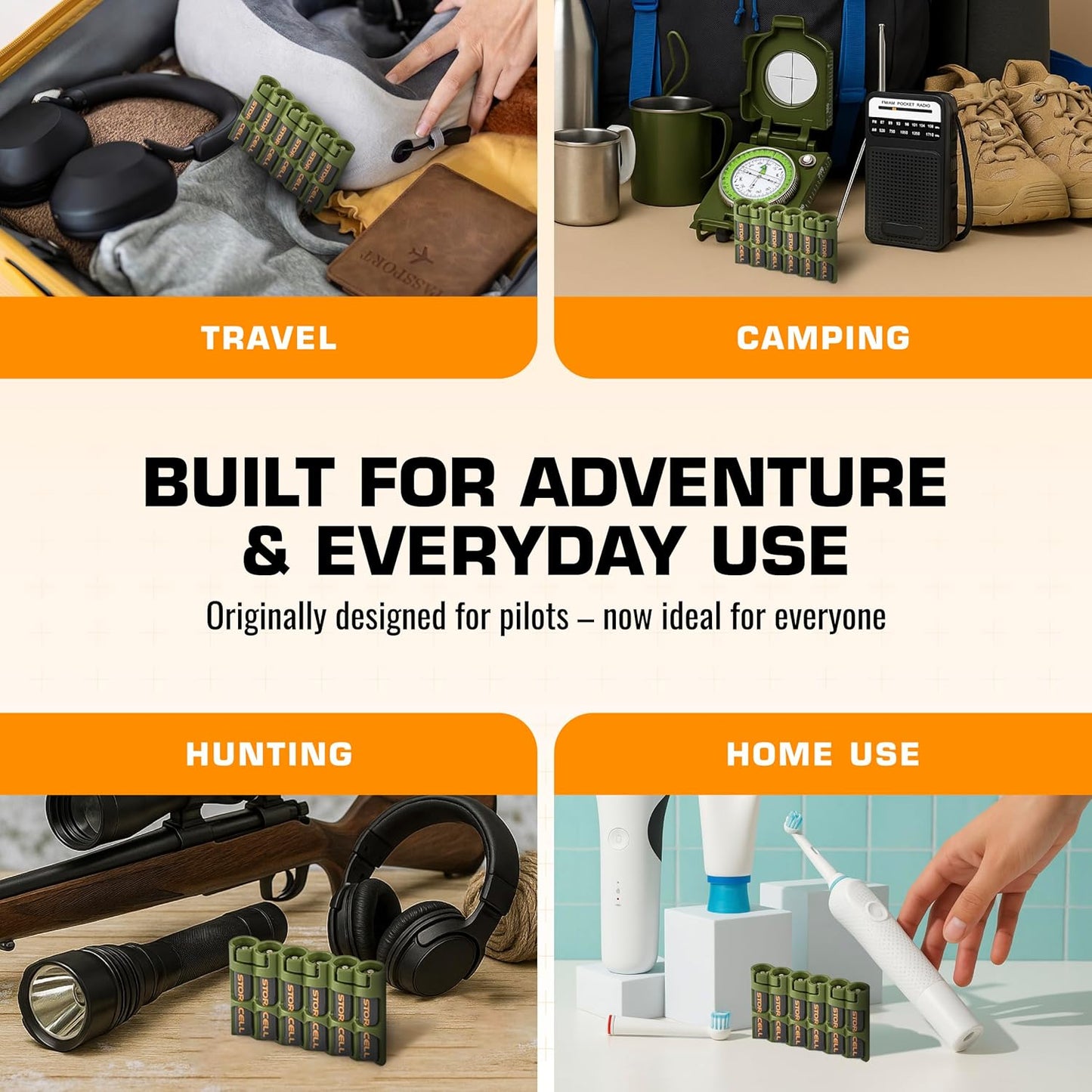 Storacell Slimline AAA-6 Battery Storage Caddy and Dispenser (Pack of 2), Military Green, Holds 6 AAA Batteries, (Not Included), Durable & Compact Design, The Original Battery Caddy, Made in USA