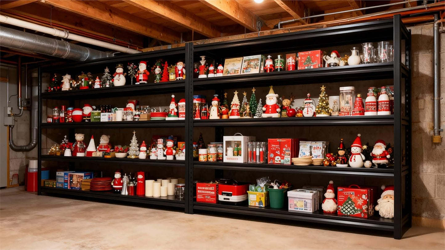 72''H Shelving Unit, 3020 Lbs Heavy-Duty Garage Storage Shelves, 5-Tier Adjustable Reinforced Shelves for Laundry Rooms, Basements, Kitchens&Outdoor（48''W*24''D*72''H）