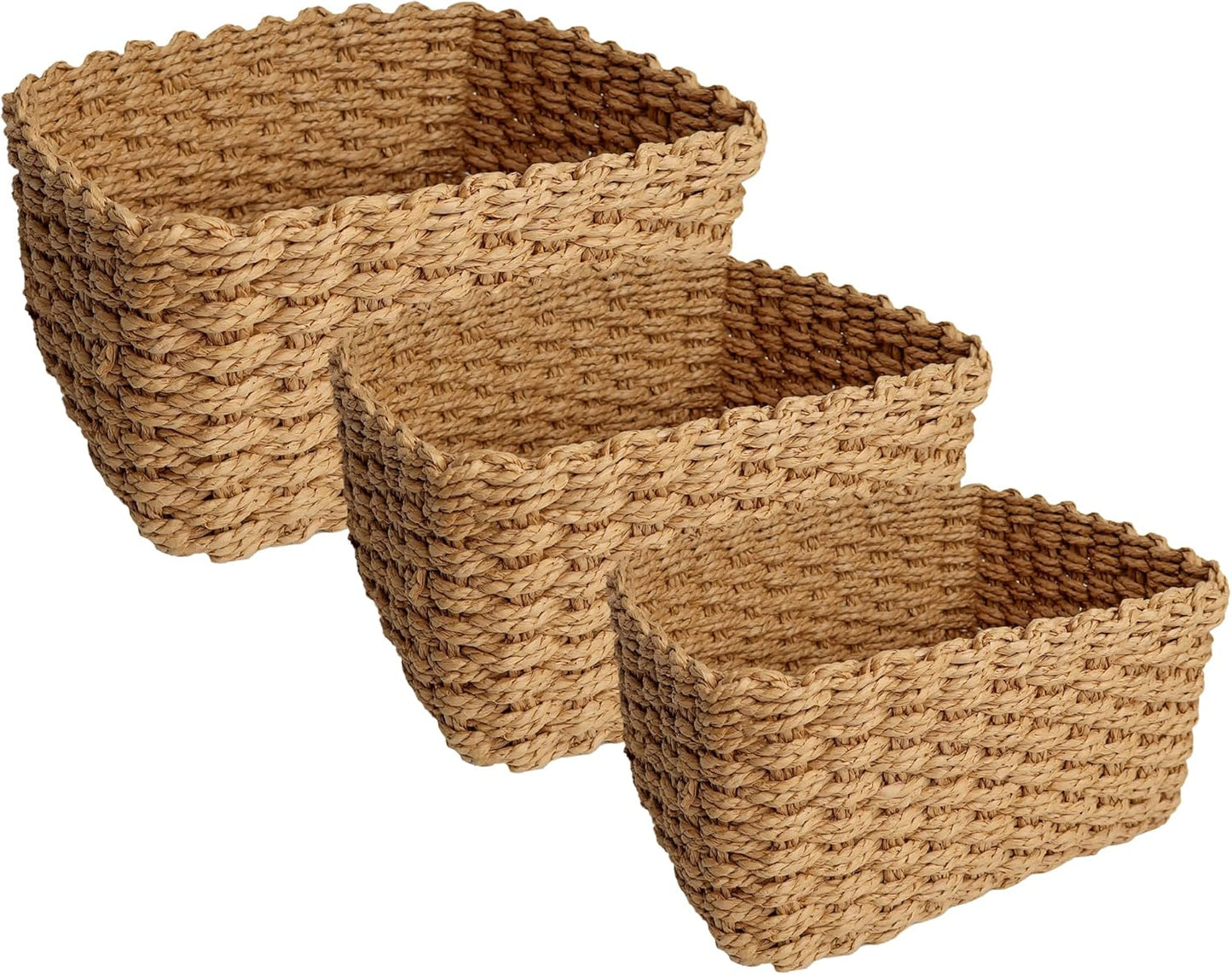 Wicker Storage Baskets For Organizing (Extra Small, Small and Medium), Brown