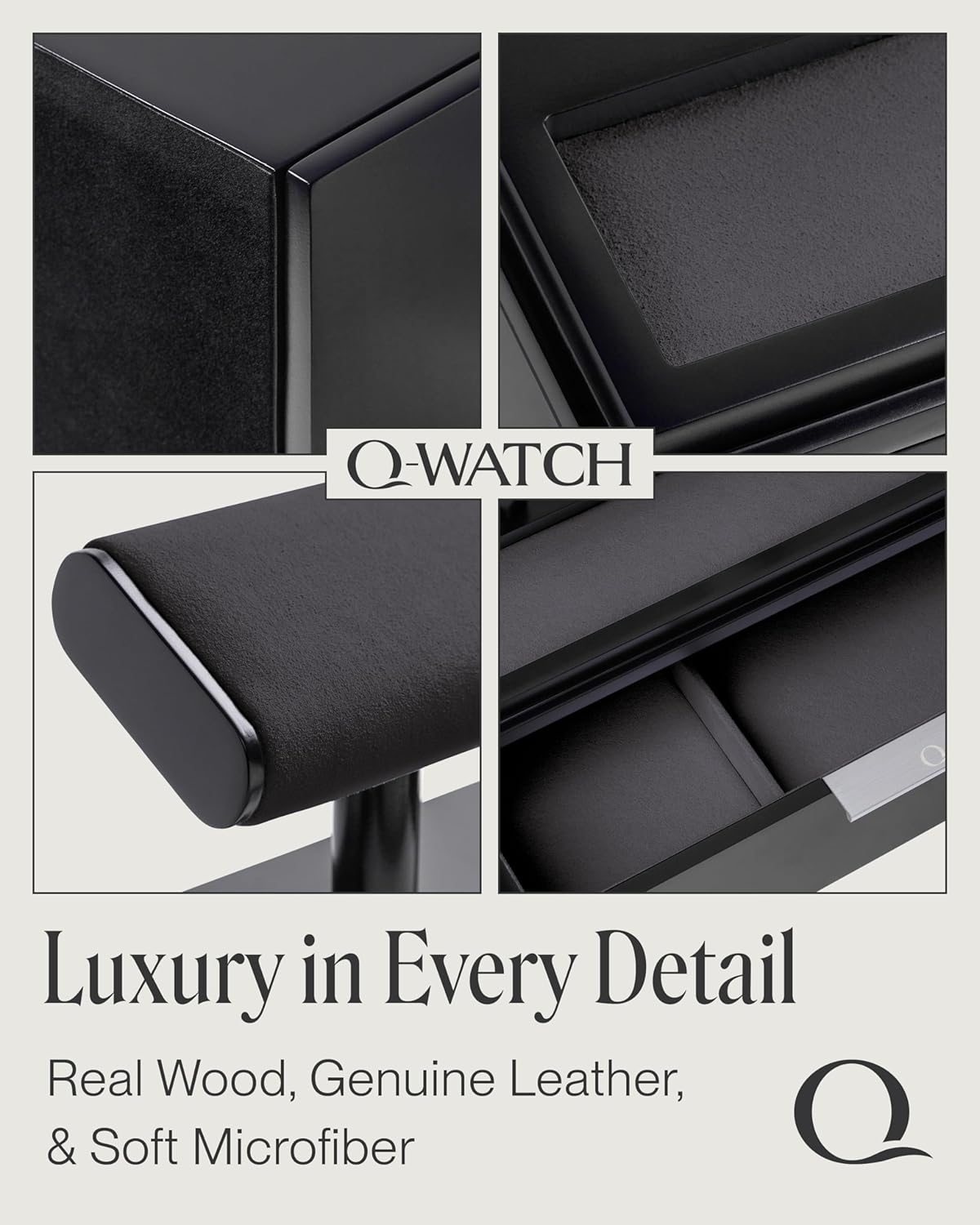 QWATCH Watch Stand Display Case - Acrylic Watch Box for 2 or 4 Watches with Jewelry Valet Tray and Drawer