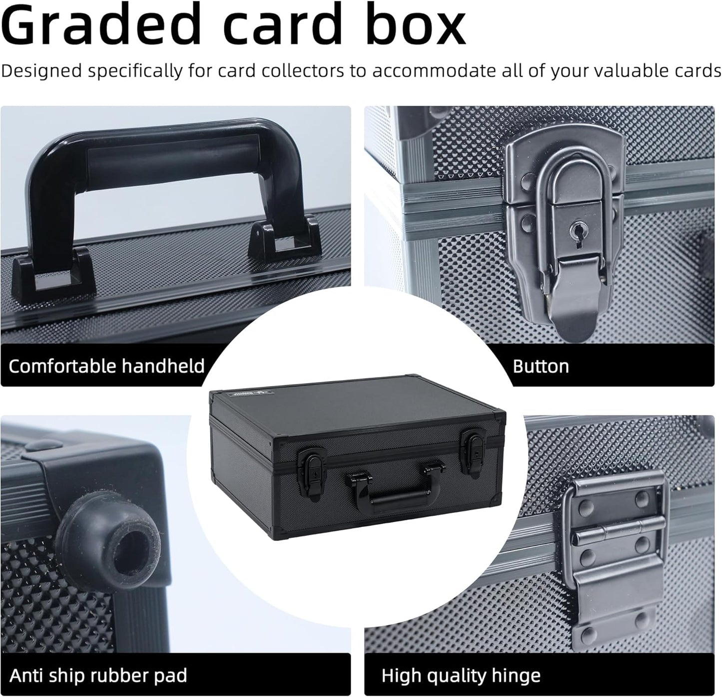 Graded Card Storage Box; Durable Sports, PSA Card Storage Case- Trading Card Storage Box - PSA Slab Case For Top Loaders (BLACK, 16.5x13.3x6.9 inches)