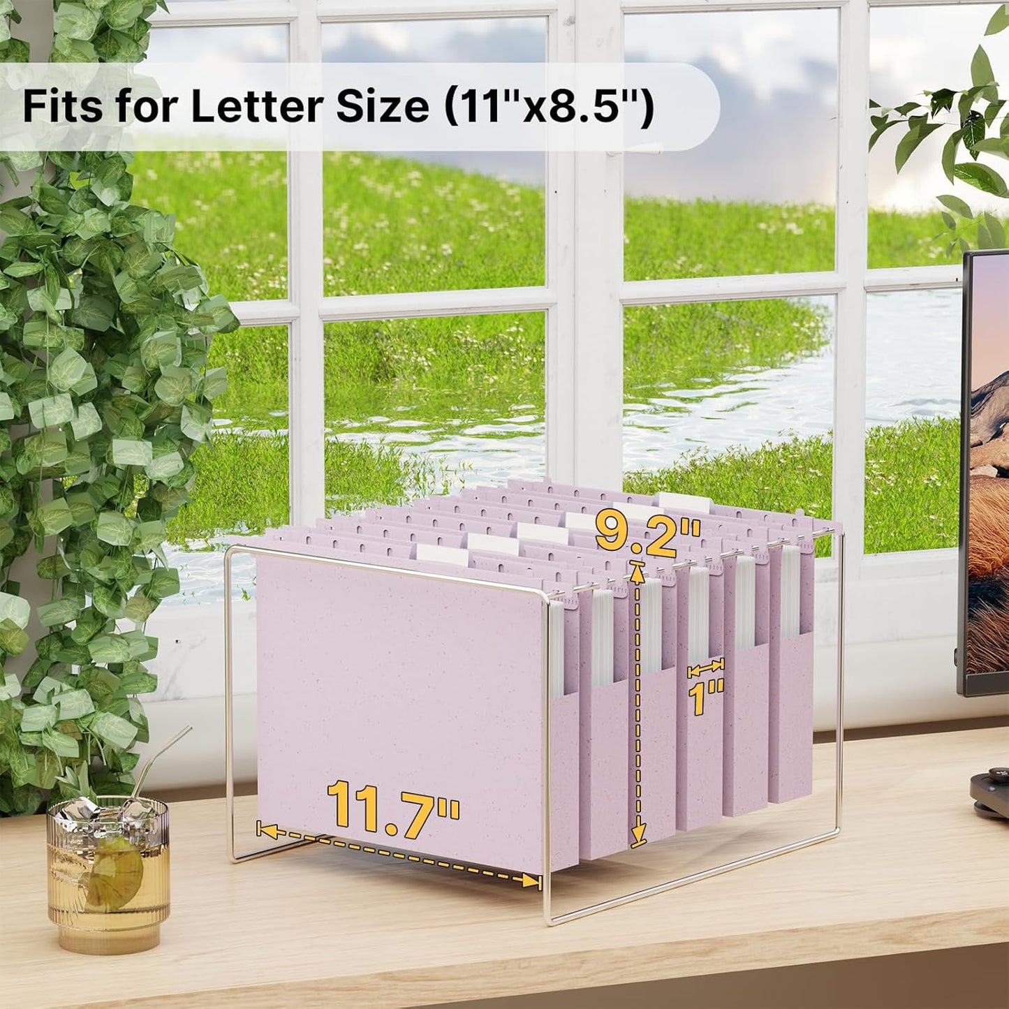 Letter Size Hanging File Folder Extra Capacity,Heavy Duty 1'' Expansion,Wheat Straw Plastic Filing Cabinet Folders,12 Pack Reinforced Morandi Purple File Organizer for File Frame File Box