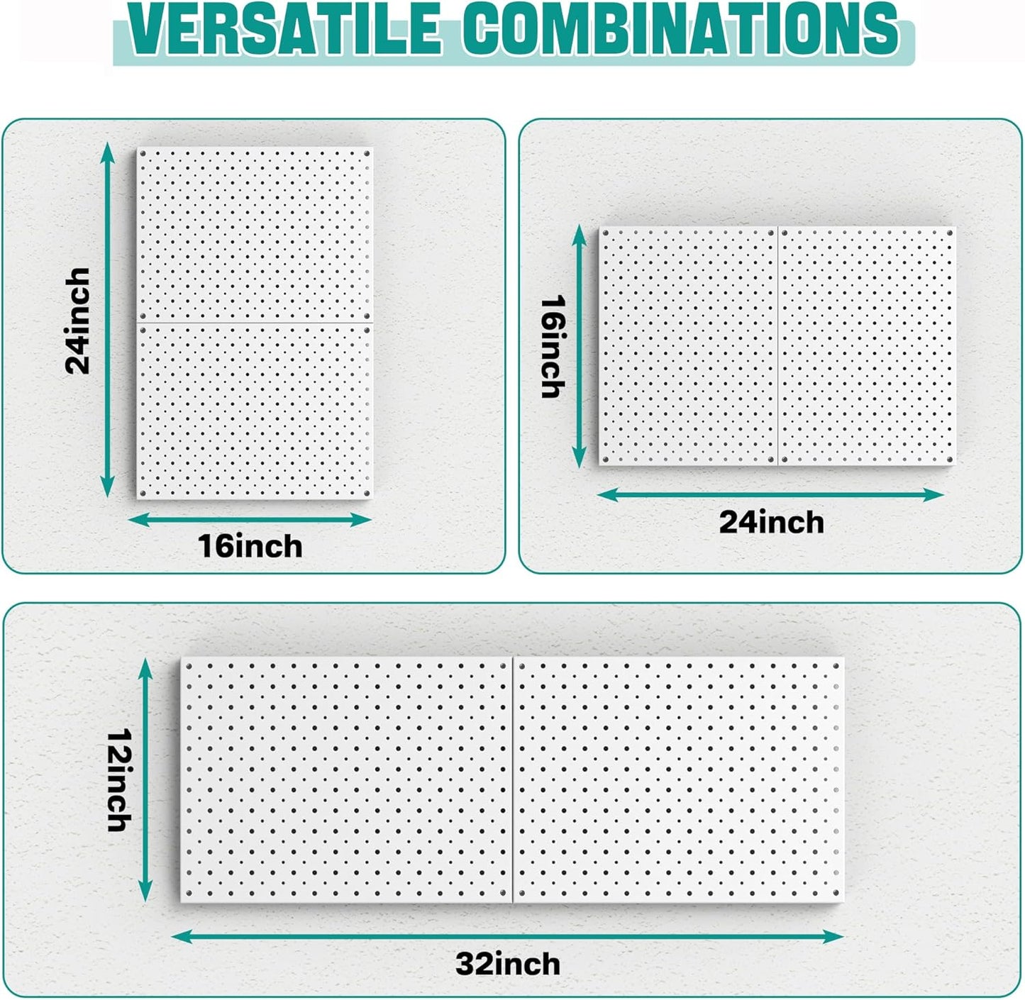 EVERHANGER Metal Pegboard Panels, Heavy Duty Pegboard Wall Organizer, Garage Wall Panels, Tool Storage Organization, 12"X16", 2pcs, Gray