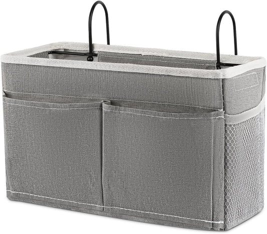 Bedside Caddy Bedside Hanging Storage Basket Bed Caddy for Headboards Bunk Dorm Rooms Crib Beds Rails Organizer (Grey)