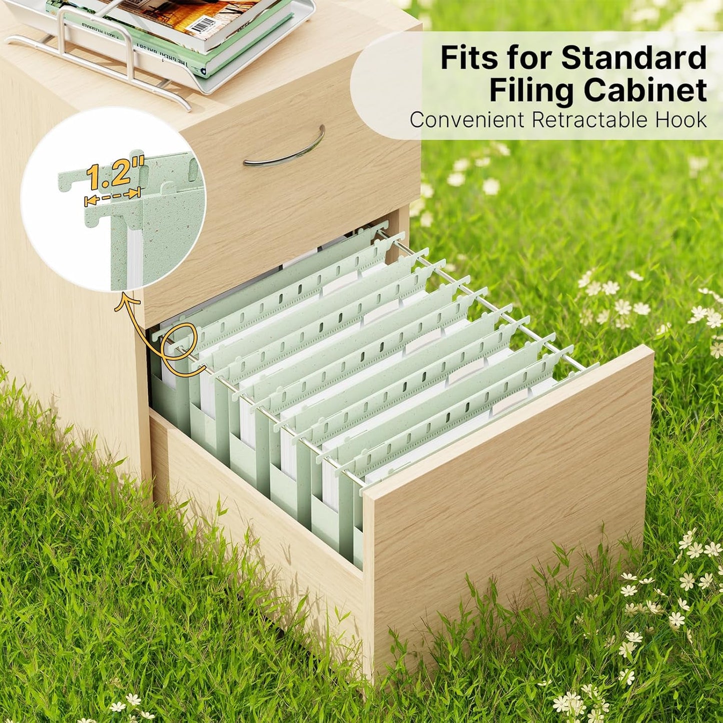 Wheat Straw Plastic Hanging File Folder Letter Size,Heavy Duty 1 Inch Expansion,12 Pack Extra Capacity Hang Folders for Filing Cabinet,Reinforced File Pockets Folder with Tabs(Morandi Green)