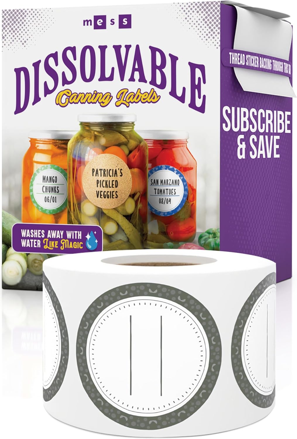 Canning Labels Dissolvable Stickers for Mason Jars and More (2" Round 200/roll) Canning Supplies Washes Off in Seconds Like Magic - Jar Labels Homemade Jam, Jelly, and More (Granite)