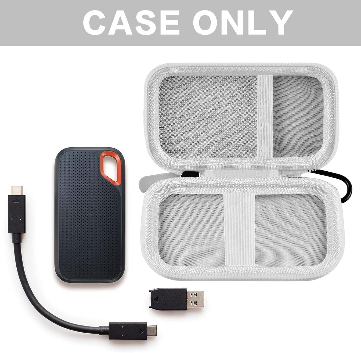 Case Compatible with SanDisk 1TB 2TB 500GB 4TB/for PRO Extreme Portable SSD, External Solid State Hard Drive Storage Holder for SDSSDE61/ SDSSDE60/ SDSSDE81/SDSSDE30/SDSSDE60 (Box Only)(White)