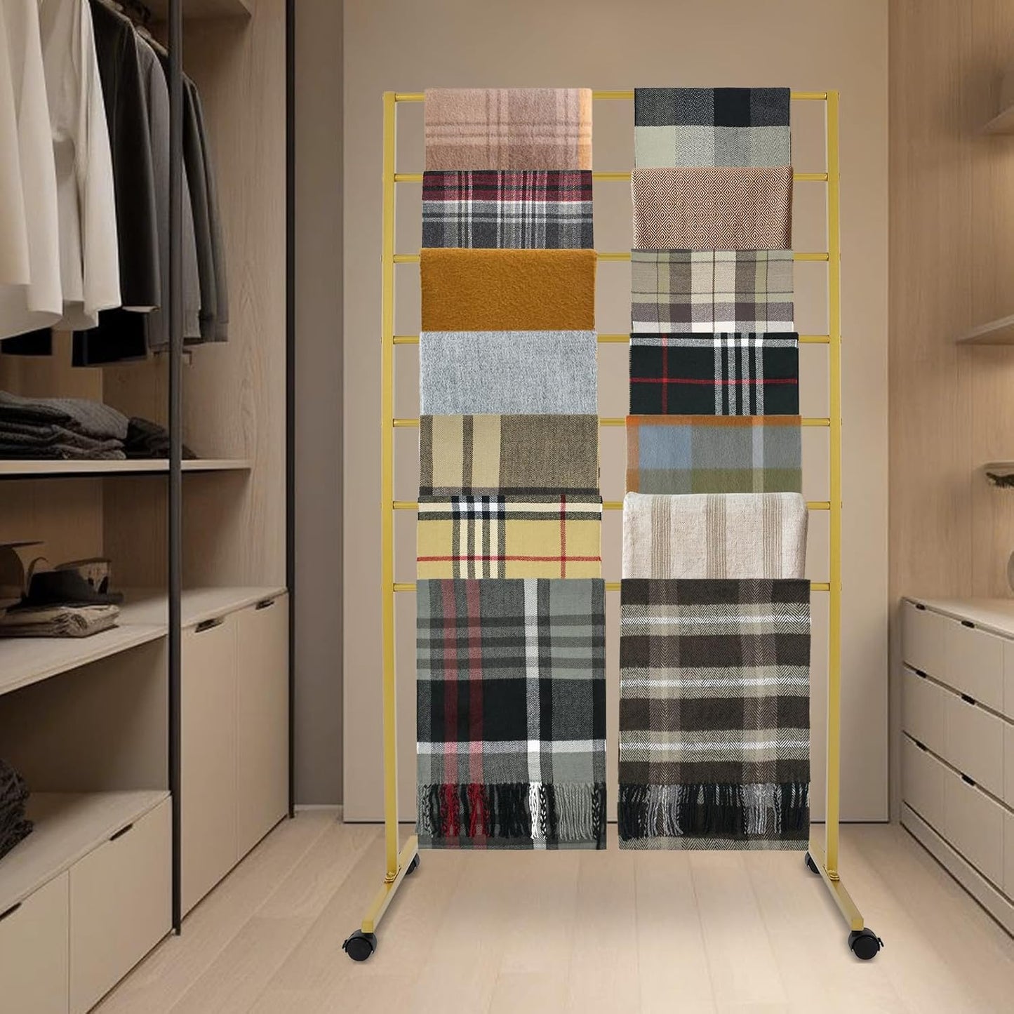 Scarf Organizer, Scarf Display Stand, 7 Tier Metal Scarf Holder Organizer, Floor-standing Scarf Rack for Commercial or Home, Hijab Stand RackTies Belt Pants Hanging Rack