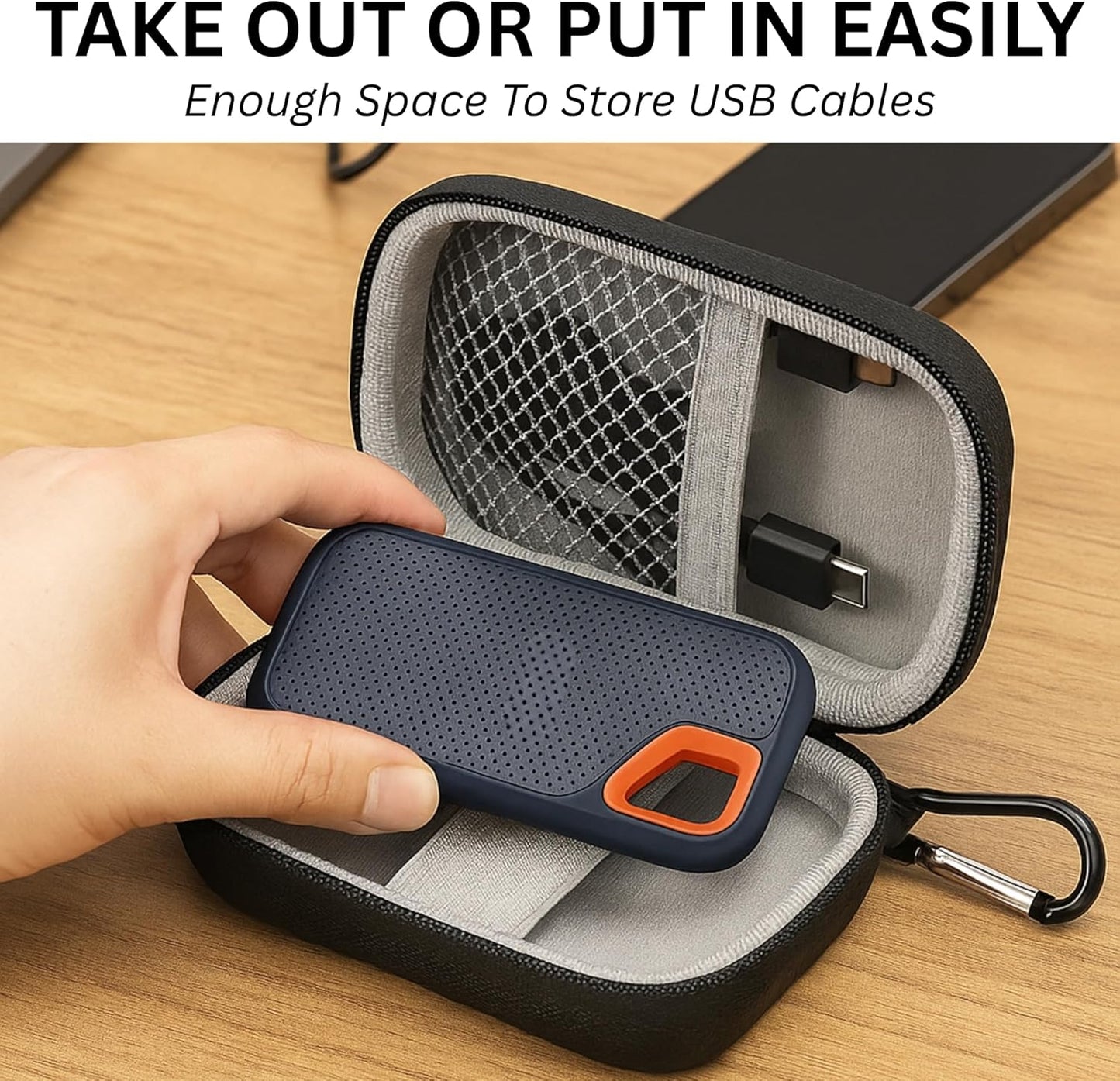Hard Case Compatible with SanDisk Extreme Pro/SanDisk Extreme Portable External SSD 500GB 1TB 2TB - Small Protective Case - Soft Lining MaterialHard Drive Case for Flying or Outdoor Activities