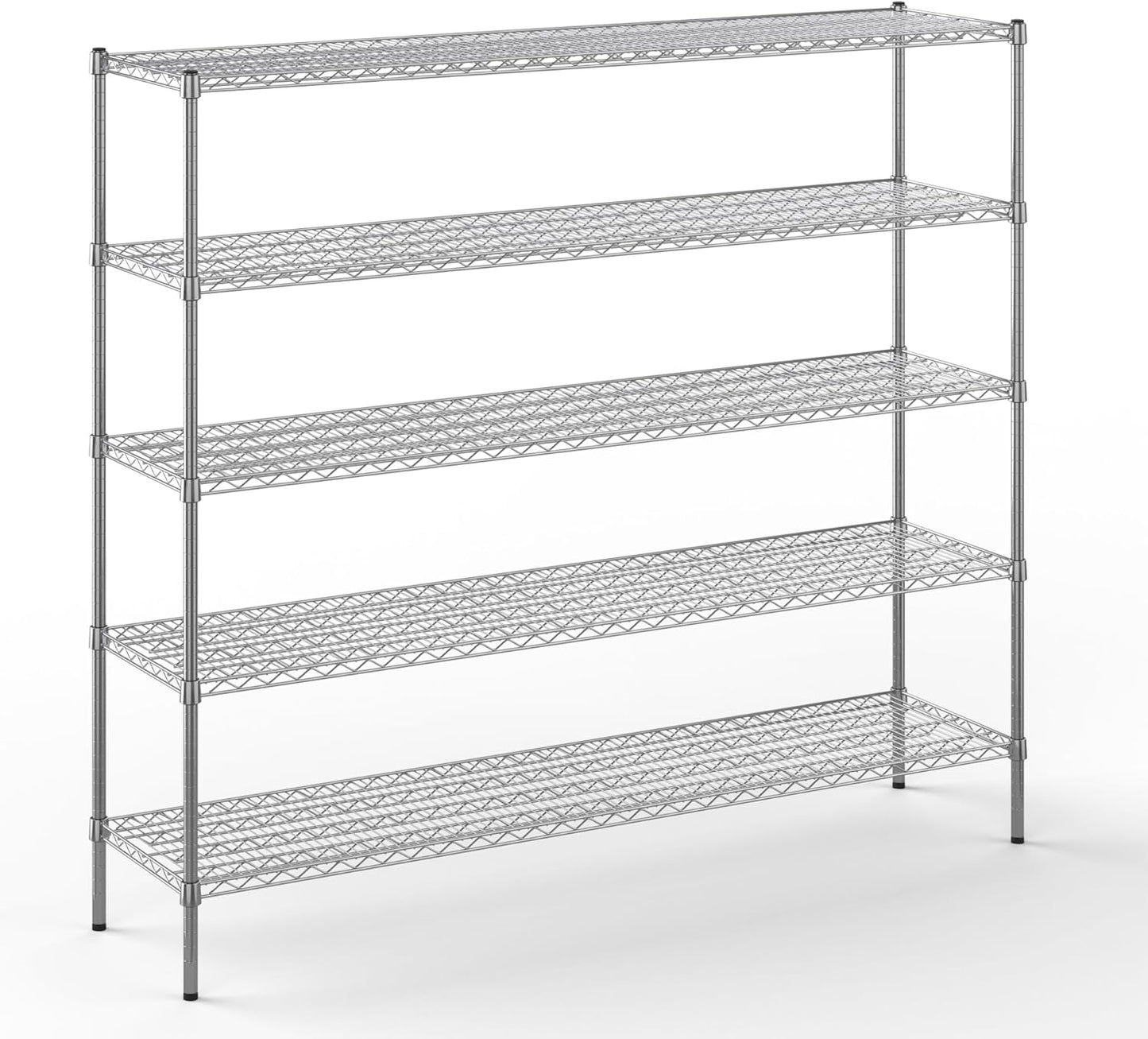 18" Deep x 72" Wide x 64" Height Wire Shelving Kit | 5-Tier | NSF Commercial Storage Rack Unit