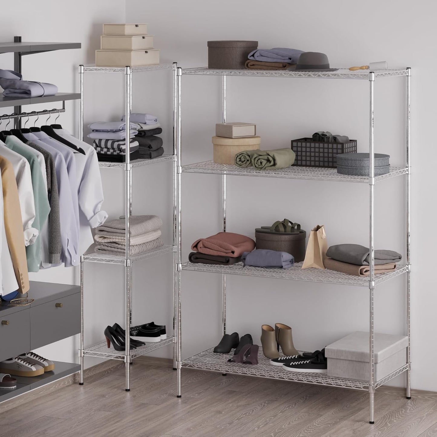 24" Deep x 48" Wide x 74" Height Wire Shelving Kit | 4-Tier | NSF Commercial Storage Rack Unit