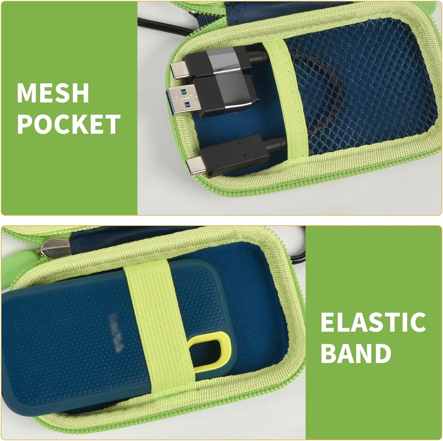 Case Compatible with SanDisk 1TB 2TB 500GB 4TB/for SanDisk PRO Extreme Portable SSD, External Solid State Hard Drive Storage Holder for SDSSDE61/ SDSSDE60/ SDSSDE81/SDSSDE30/SDSSDE60 (Box Only)(Green)