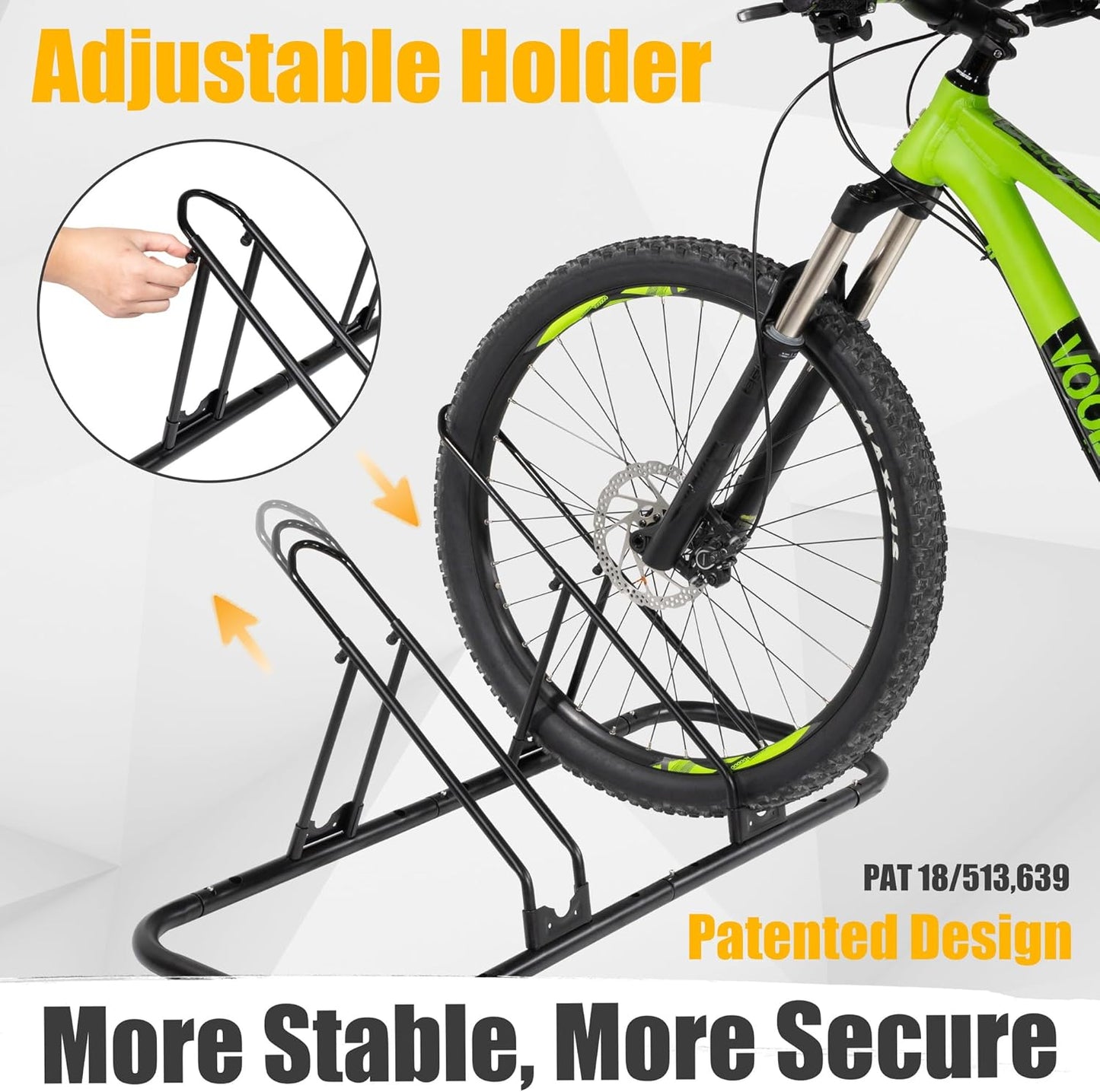 CyclingDeal Bicycle Floor Parking Rack Stand - for Mountain MTB Road Bike - Indoor Home Garage Storage - Adjustable 2 Bikes