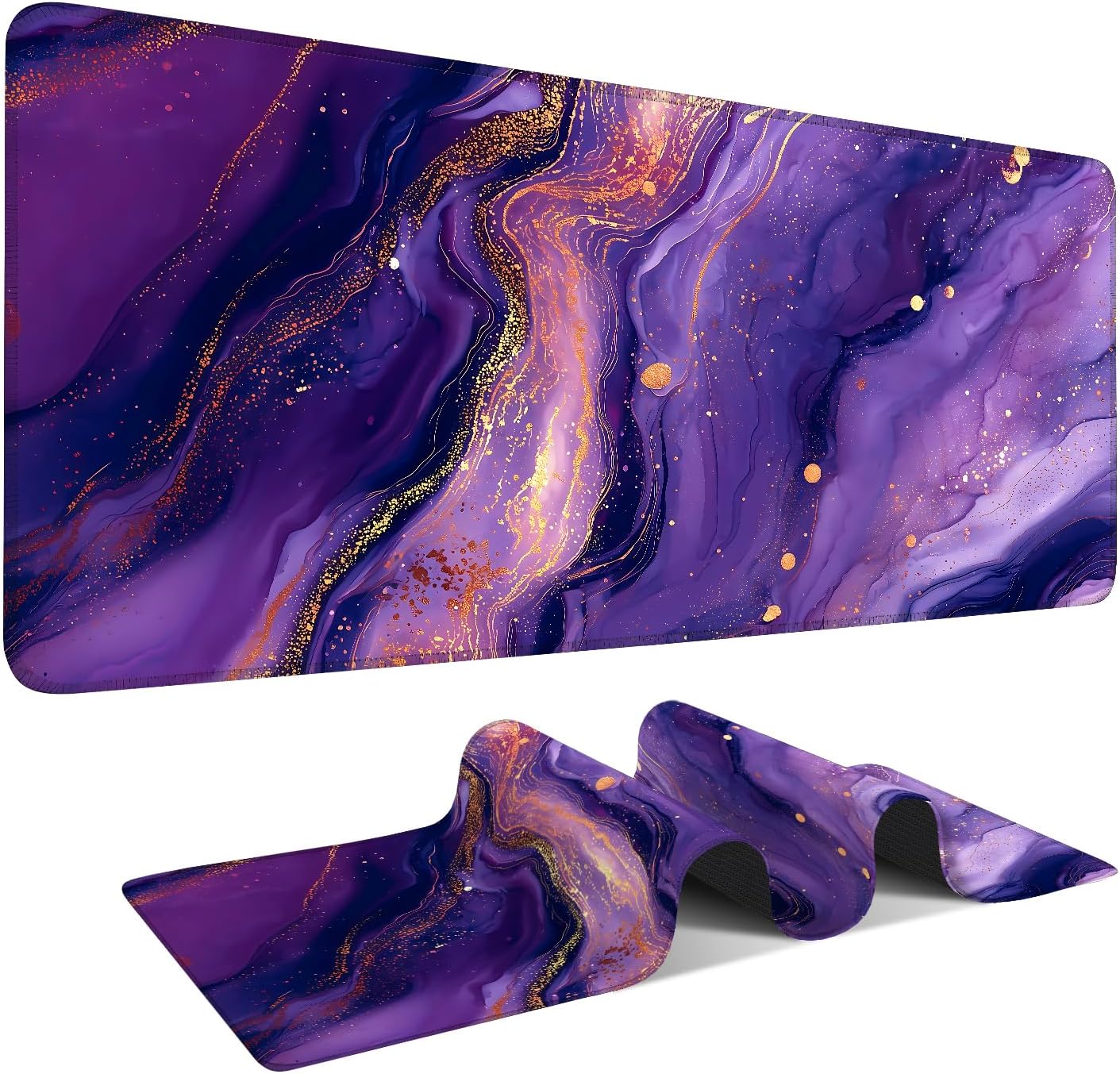 Purple Gaming Mouse Pad 35.4"x15.7"Desk Mat Anti-Slip Rubber Base & Durable Stitched Edges for Gamers Smooth Mouse Writing Surface for Desk Office/Home