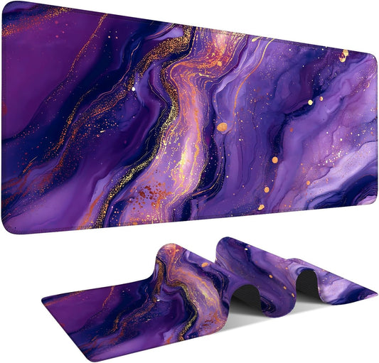 Purple Gaming Mouse Pad 35.4"x15.7"Desk Mat Anti-Slip Rubber Base & Durable Stitched Edges for Gamers Smooth Mouse Writing Surface for Desk Office/Home