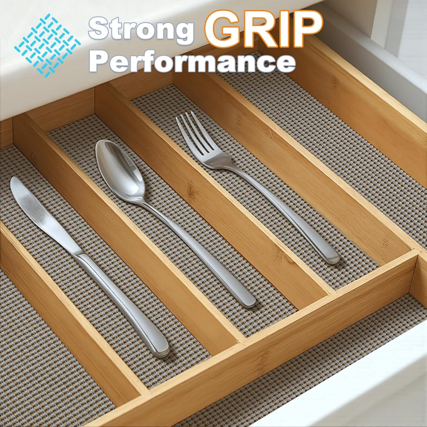 Songrey Non-Adhesive Drawer and Shelf Liner, Non Slip Cabinet Liners, Protect Kitchen Cupboard, Bathroom Drawers, Breathable, Thick Strong Grip mat (23.6IN x 20FT, Cream)