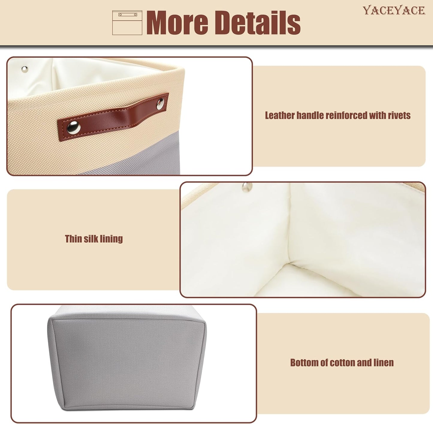 Storage Bins for Shelves, 4 Pack 15"x11"x9.5" Storage Basket with Handles for Cloth, Toy, Home, Office Decorative,Organizing, Foldable Basket