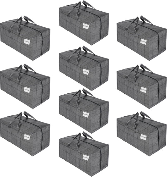 VENO 10 Pack Moving Bags w/Backpack Straps, Heavy Duty, Moving Boxes Alternative, Packing Supplies, Large Storage Totes for Dorm Room Essentials with Zipper for Clothes (Windowpane, 10 Pack)