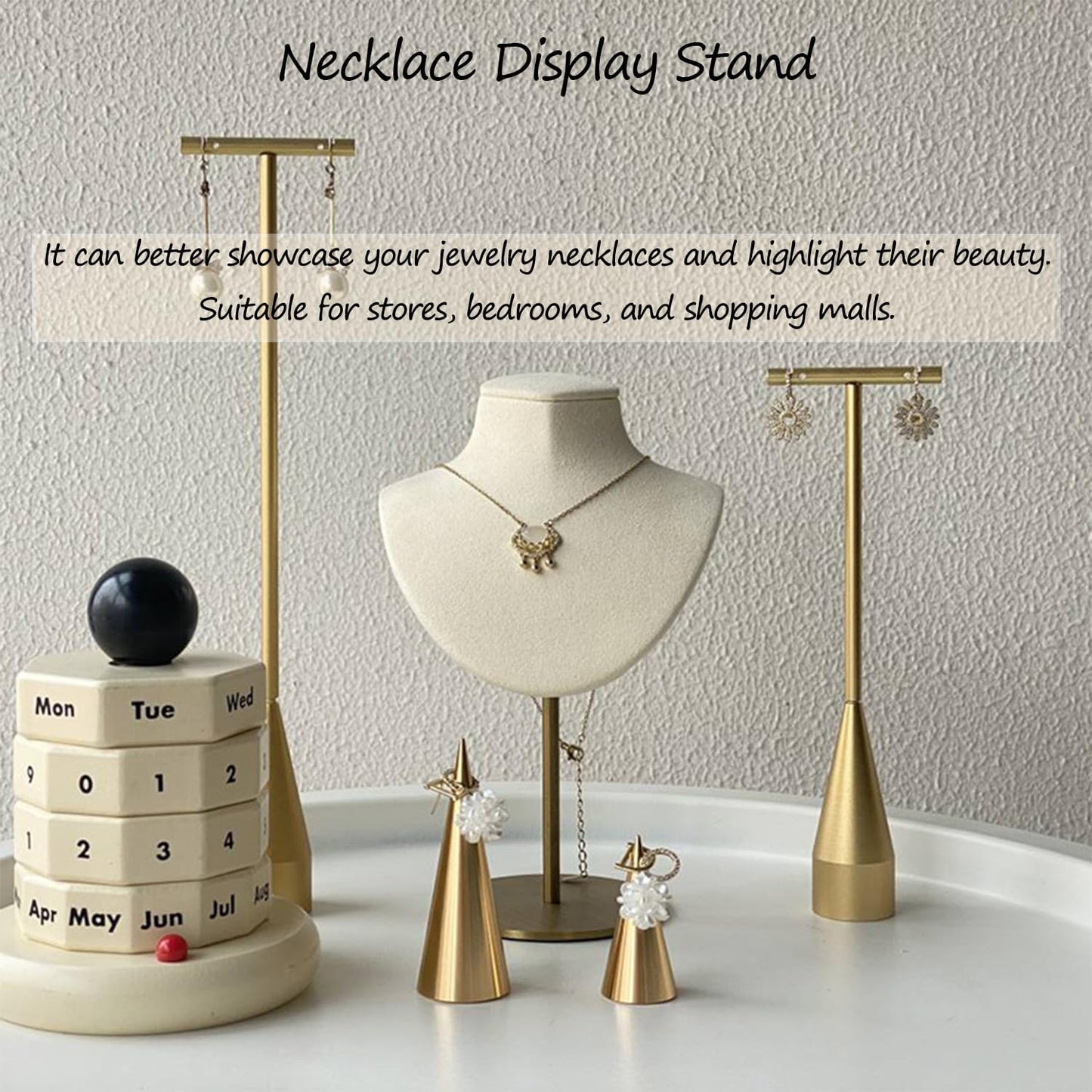 Necklace Display Stand For Selling Velvet Chain Jewelry Bust Holder Organizer With Stainless Steel Stand Jewelry Display
