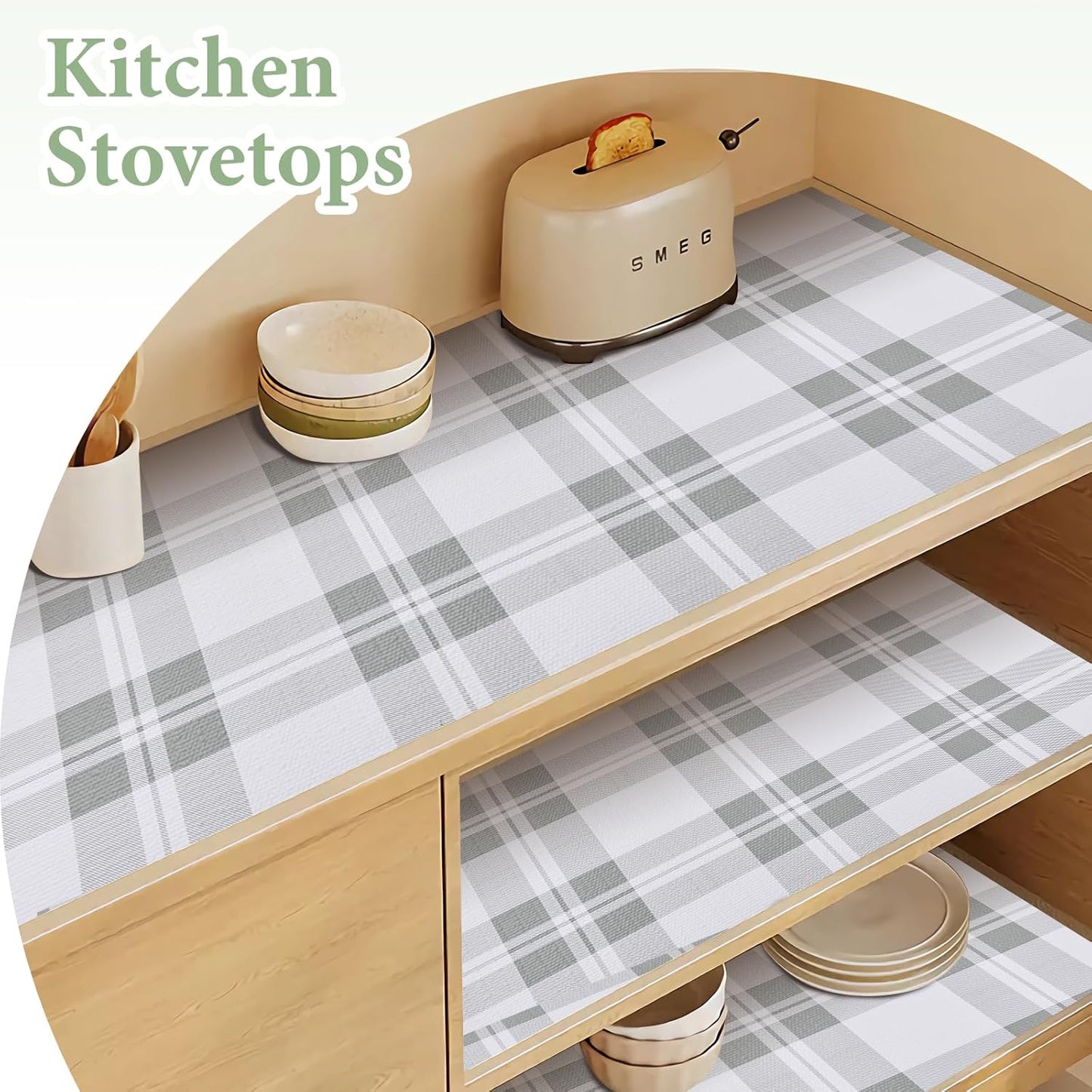 Drawer and Shelf Liner for Kitchen Cabinet: 12 in X 20 Ft Non Slip Waterproof Shelf Paper Non Adhesive Refrigerator Liners Light Grey Lattice Easy Liners for Bathroom