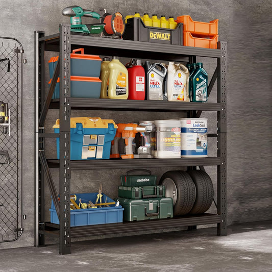 3000LBS Heavy Duty Shelving Units, 4 Tier Adjustable Metal Utility Shelf, 78.7" H Garage Storage Shelves Organization Rack for Industrial, Warehouse, Basement (Black, 19.7" D×41.3" W×78.7" H)