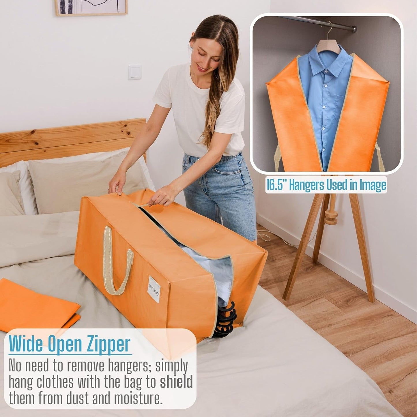 VENO 6 Pack Moving Bags w/Backpack Straps, Heavy Duty, Moving Boxes Alternative, Packing Supplies, Large Storage Totes for Dorm Room Essentials with Zipper (Seasonal Autumn Orange, 6 Pack)