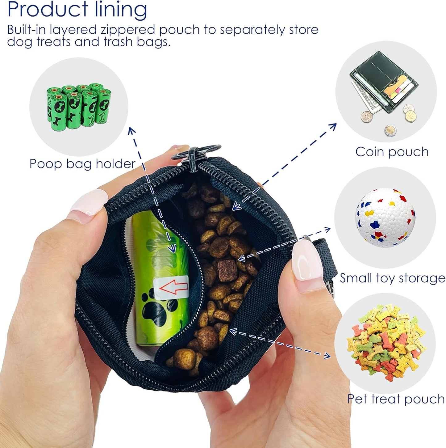 Dog Treat Pouch for Pet Walking and Training with Clicker Poop Bags Small Fanny Zipper Pack Holder for Puppy Snack Dispenser Kit for Leash and Outdoor Use （Gray）