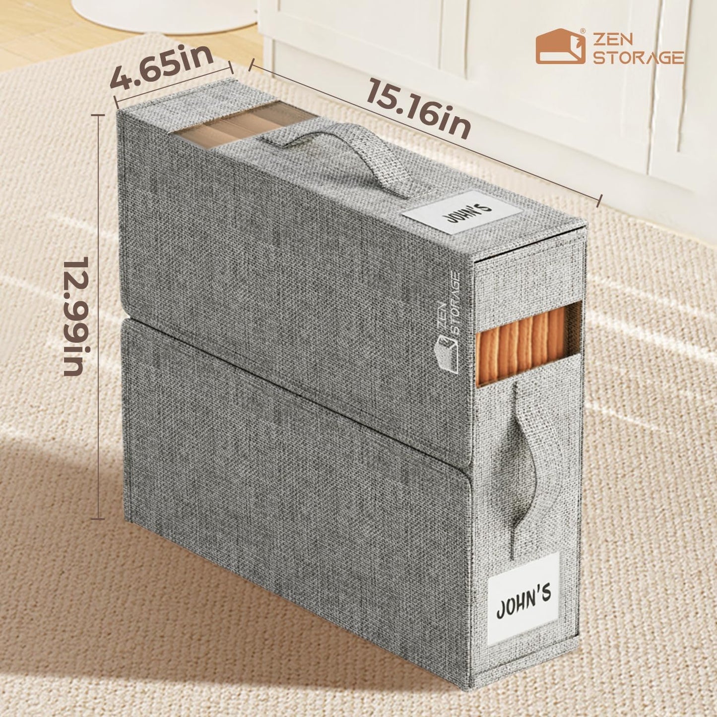 4Pack Sheet Organizers and Storage - King/Queen Size Sheet Storage Organizer with Window, Foldable & Dustproof Sheet Organizer for Linen Closet for Summer Blankets & Sheet Sets,Grey