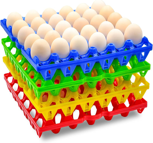8-Pack Plastic Egg Tray Egg Crate, 30-Egg Flats for Home Chicken Farmers, Stackable & Durable, Great for Storing, Sorting & Shipping, and Reusable