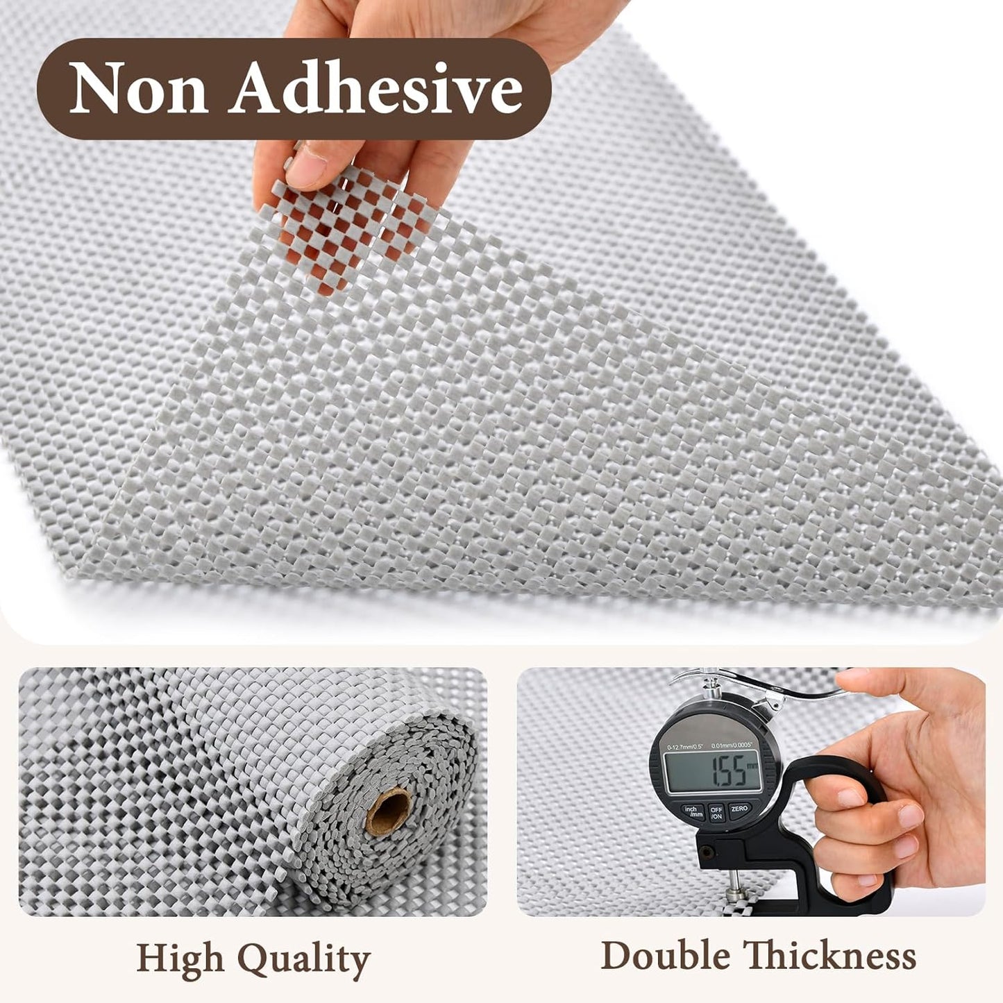 Shelf Liners for Kitchen Cabinets Non Adhesive Shelf Liner Paper Non-Slip Thickened Drawer Liner Easy to Clean for Tool Box Refrigerator Grey 11.8 x 236.2 in