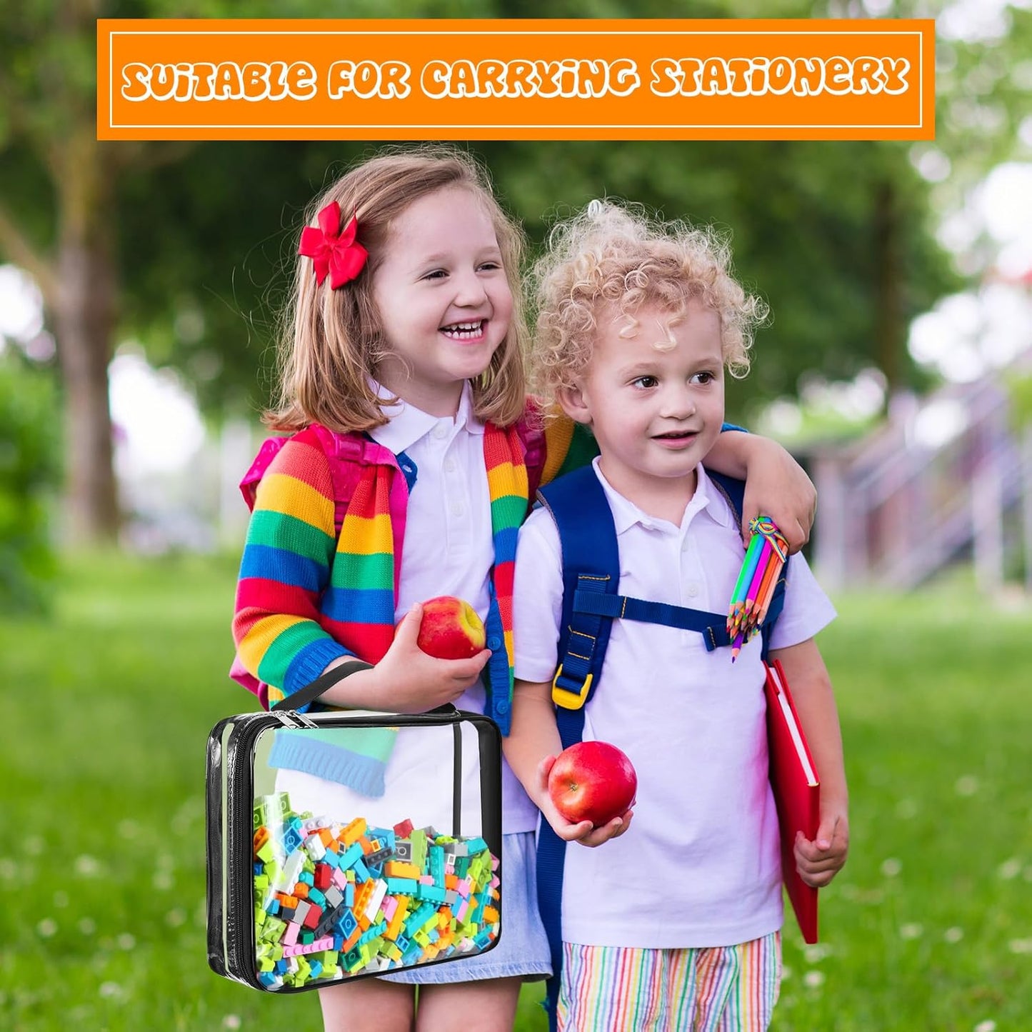 Sanwuta 6 Packs Toy Storage Bags, PVC Organizing Case Bags with Zipper, Waterproof Toy Container for Board Games, Building Blocks, Puzzles, Small Toys and Kids Books(Small,Clear)