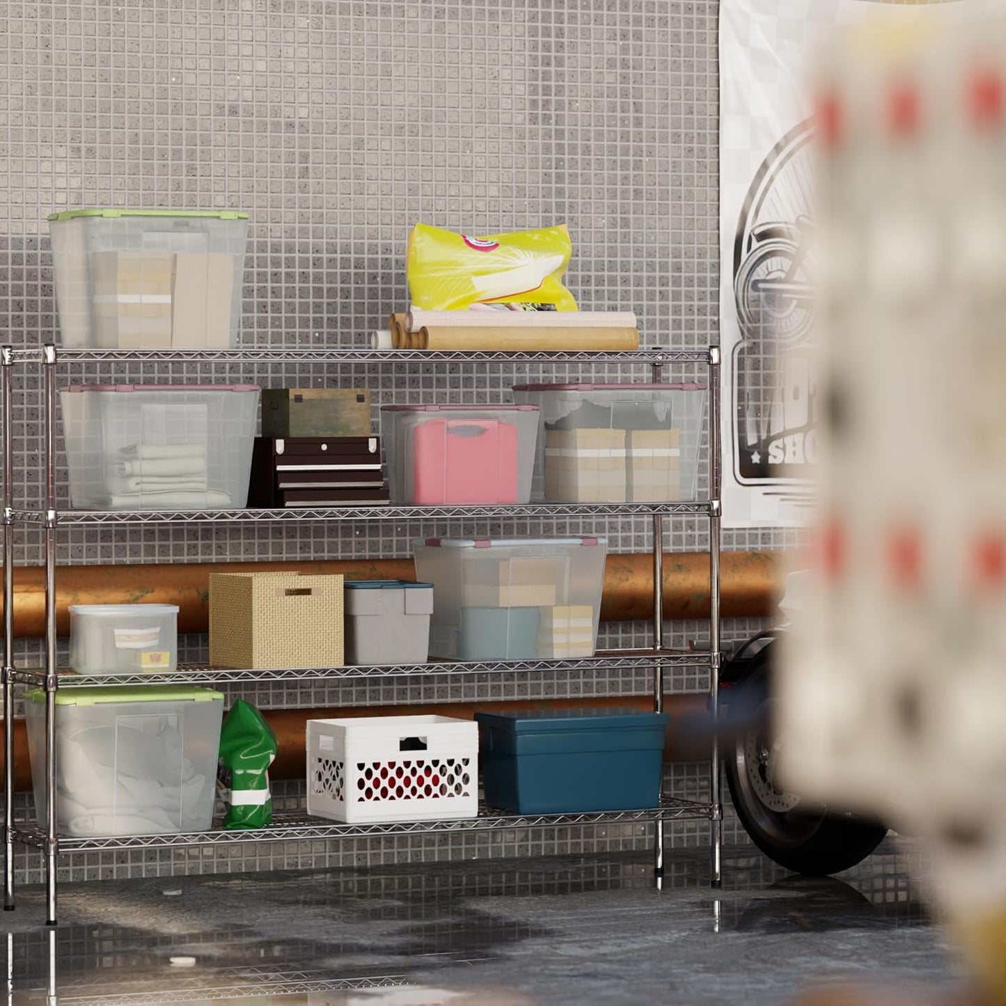 14" Deep x 72" Wide x 54" Height Wire Shelving Kit | 4-Tier | NSF Commercial Storage Rack Unit