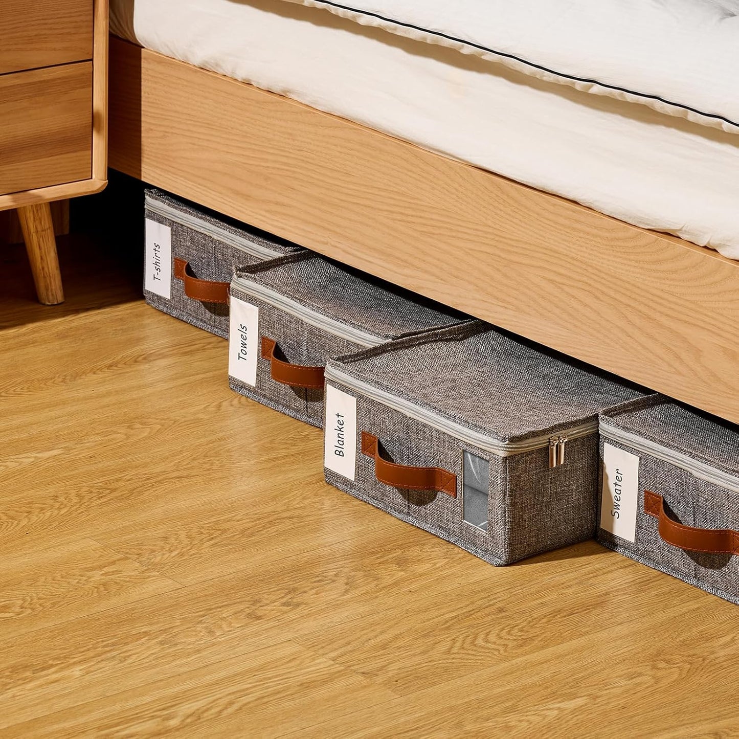 6pack Bed Sheet Organizer, Foldable Linen Closet Organizers and Storage with Sealed Design, Queen & King Size Sheet Storage with Window, Closet Organizer for Bedsheets/Blankets/Clothes, Linen