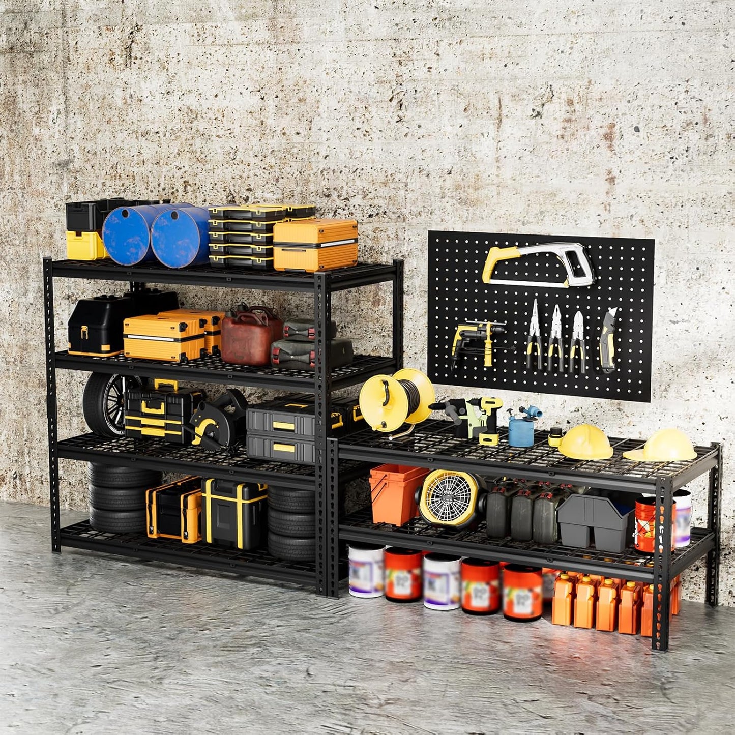 4-Tier 60" W X 24" D X 60" H Garage Shelves 2500LBS Heavy Duty Shelving Adjustable Basement Storage Garage Shelf Metal Storage Rack Units Industrial Shelving
