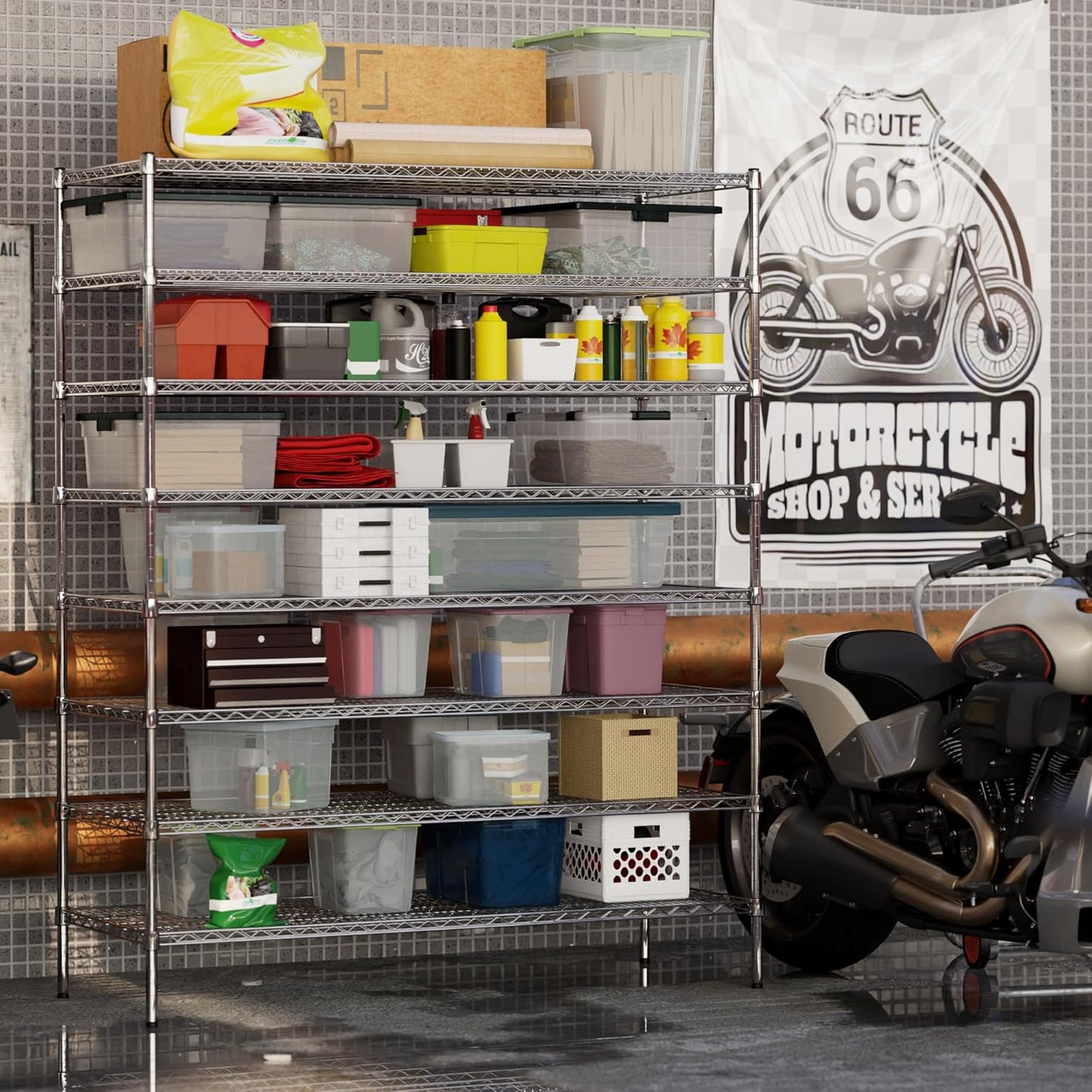24" Deep x 60" Wide x 74" Height Wire Shelving Kit | 8-Tier | NSF Commercial Storage Rack Unit