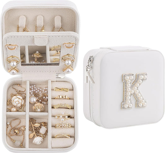 Birthday Gifts For Women, Initial Jewelry Box, Travel Jewelry Case, Gifts for Wife Girlfriend, Small Travel Jewelry Organizer, Gift for Girls, Graduation Gifts for Her, Bridesmaid Gifts