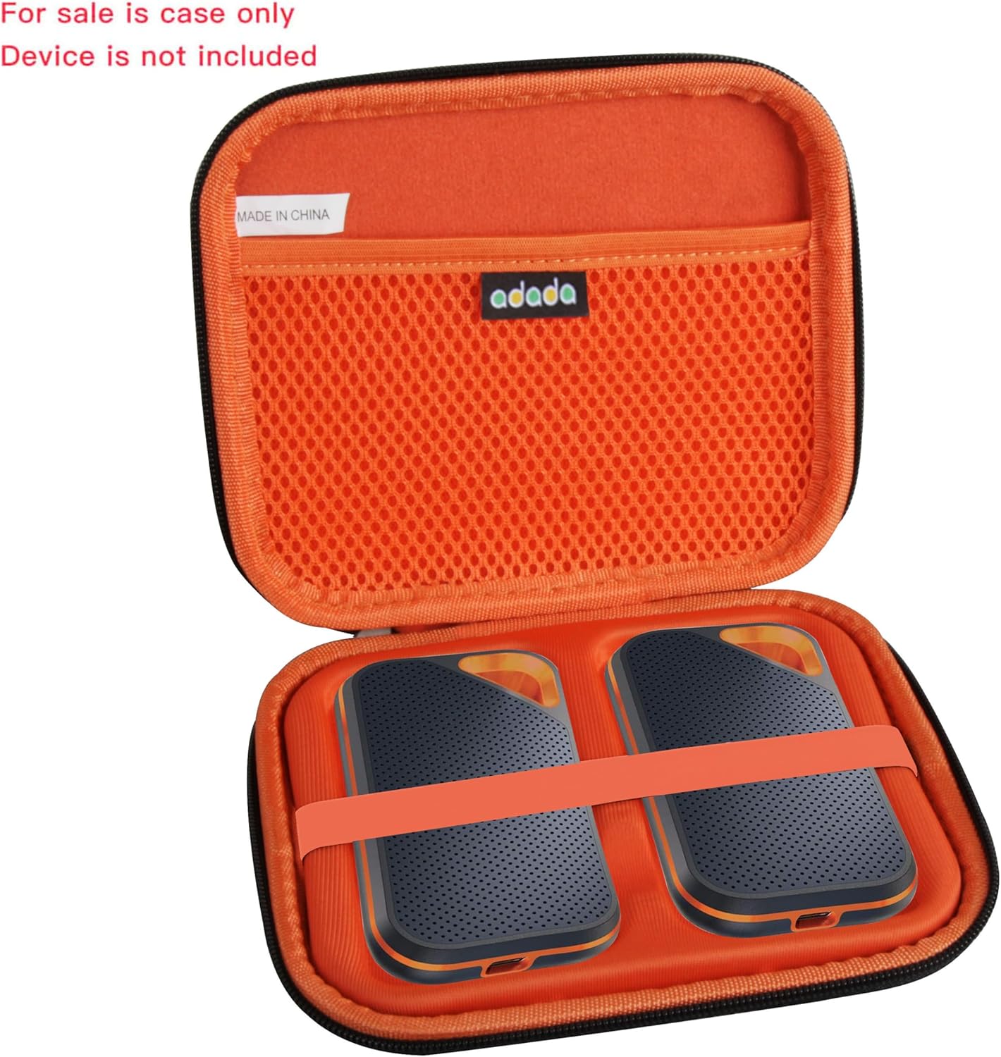 Adada Hard Case for SanDisk 500GB / 250GB / 1TB / 2TB Extreme Pro Portable SSD (Black+Orange, Case for 2Hard Drives)