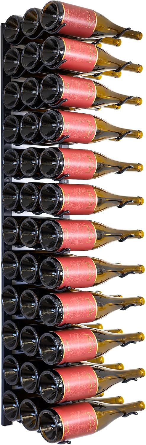 Jagged Ridge Wine Rooms - Premium Wall Mounted Metal Wine Rack - 36 Wine Bottles Holder - Modern Wine Rack, Matte Black - Space Saving for Home, Kitchen, Bar - Designed in Canada by Wine Enthusiasts