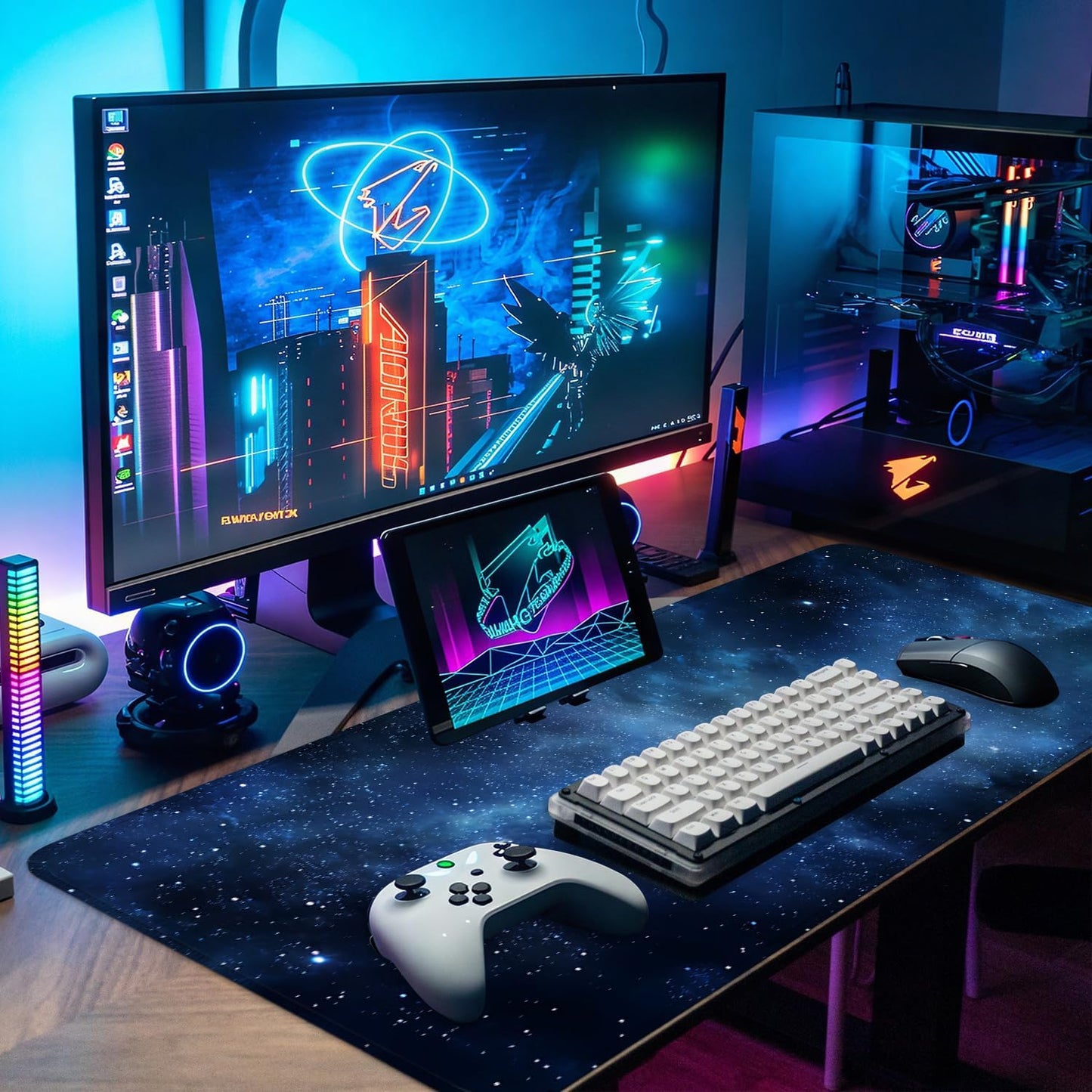 Galaxy Mouse Pad – Large Extended Desk Mat 31.5 x 11.8 in– Deep Space Nebula Starry Sky Design, Non-Slip Base, Waterproof Surface, Oversized Keyboard & Mouse Pad for Gaming or Office