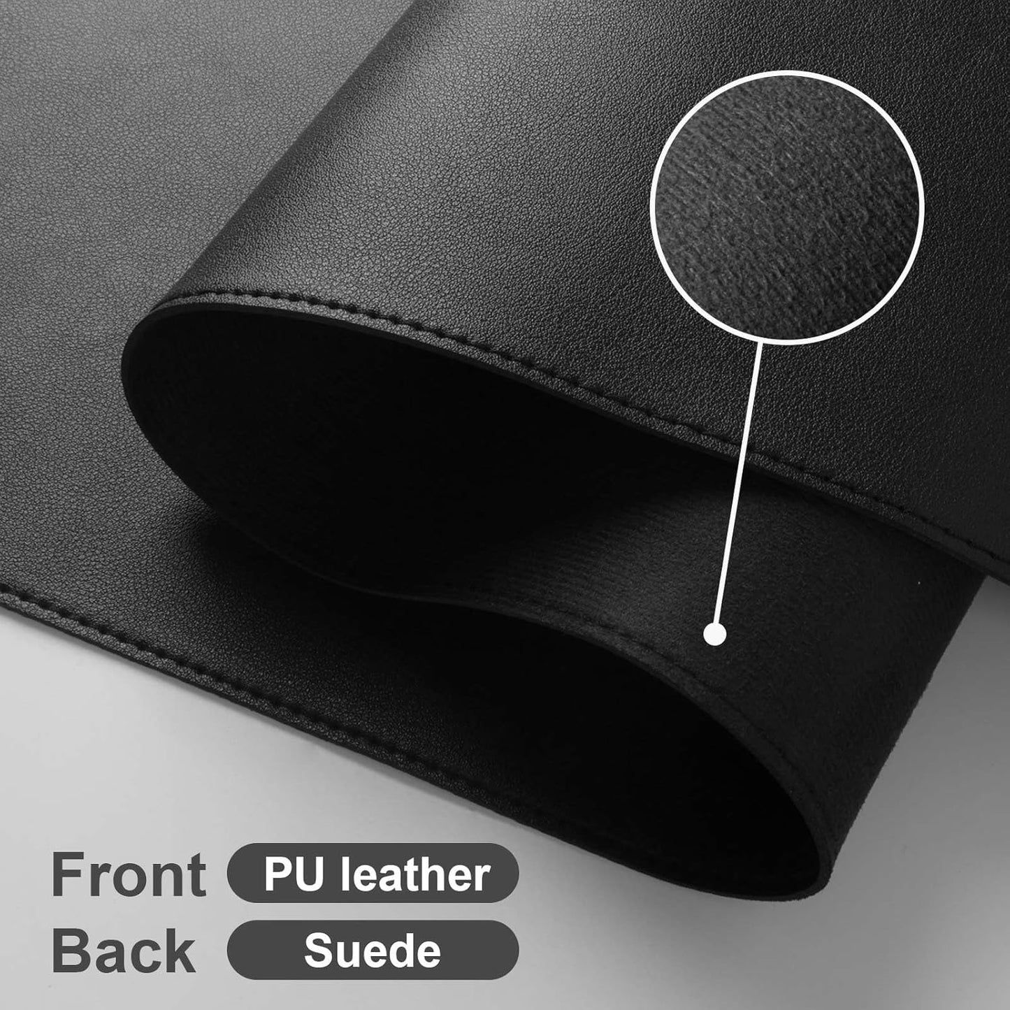 DAWNTREES Laptop Mat for Desk,PU Leather Desk Protector Pad,Non Slip, 23.6" x 13.8" Large Mouse Pad and Keyboard Mat, Waterproof Writing Pad for Office and Home (Black)