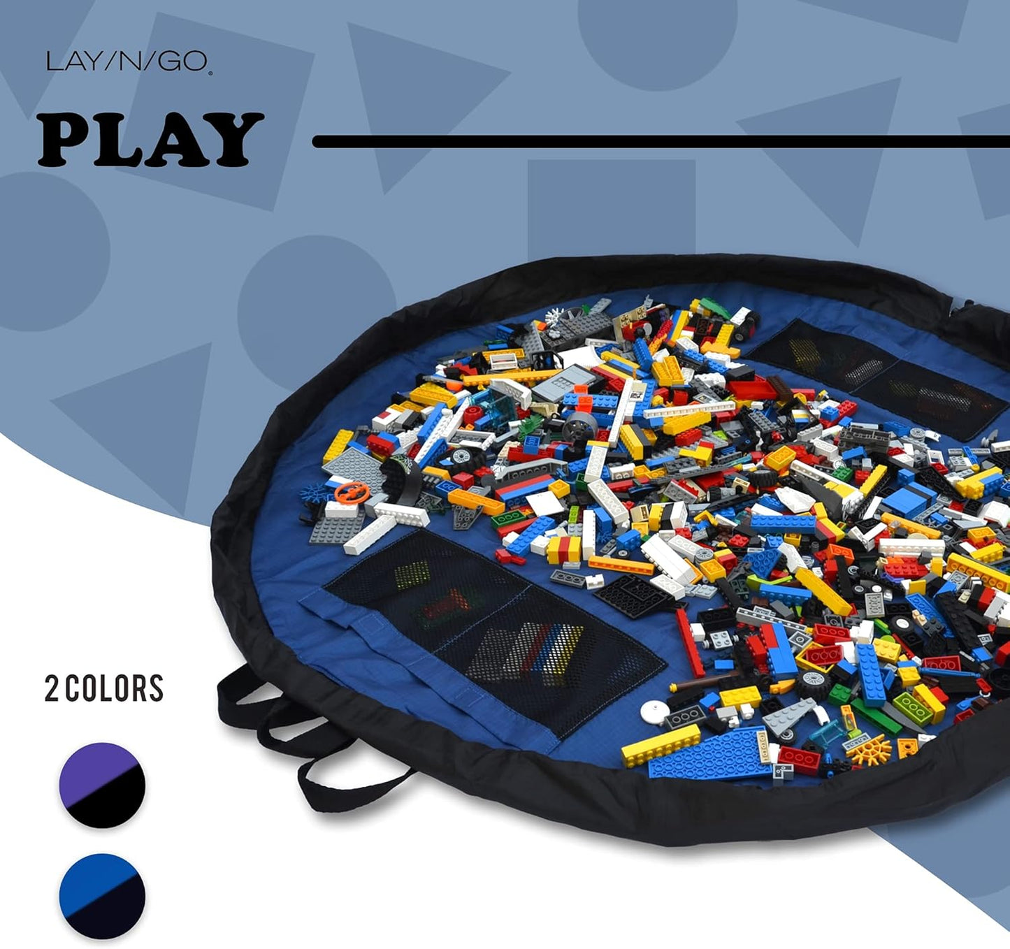 Lay-n-Go 2-in-1 Small Portable Drawstring Toys Storage Organizer and Play Mat for Room and Travel, Made for Kids and Toddlers with a Durable Patented Design