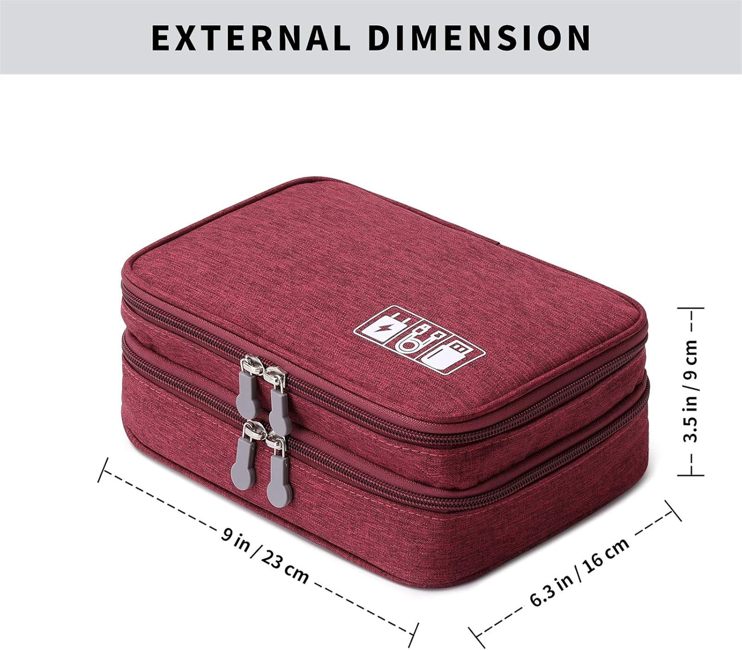 Lanola Travel Cable Organizer Bag, Electronic Accessories Case Portable Double Layer Cable Storage Bag for Cord,phone,Charger, Flash Drive, Phone, SD Card,Personal Items - (Red)