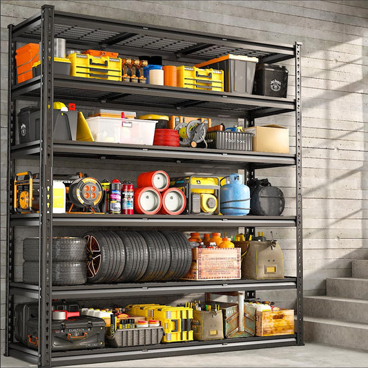 REIBII 3300LBS Garage Shelving 78" H Storage Shelves Heavy Duty 6-Tier Adjustable Matel Shelving Easy Assembly Storage Shelf for Garage Basement Warehouse Pantry, 48" W X 18" D X 78" H