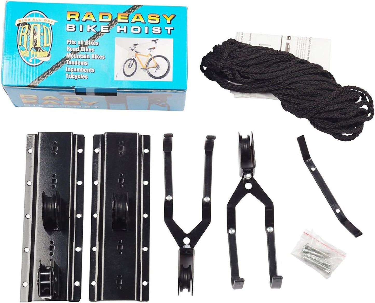 Bike Hanger - Overhead Hoist Pulley System with 100lb Capacity for Bicycles or Ladders - Secure Garage Ceiling Storage by Rad Sportz
