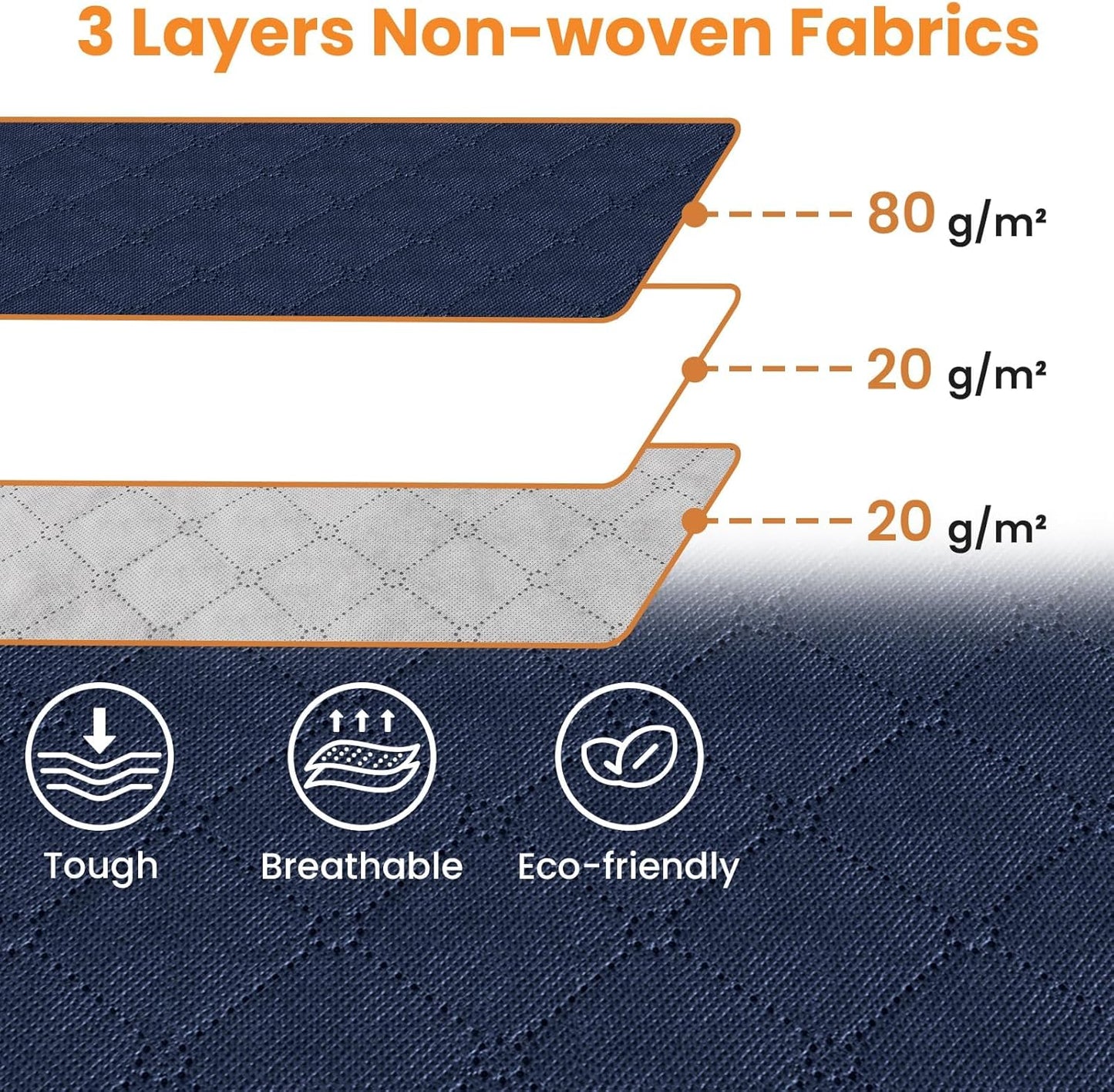 Fab totes 24 Gallons Clothes Storage, Foldable Thick Fabric Blanket Storage Bags, Containers for Organizing Bedroom, Closet, Clothing, Comforter, Organization with Handle (3 Pack,Blue)