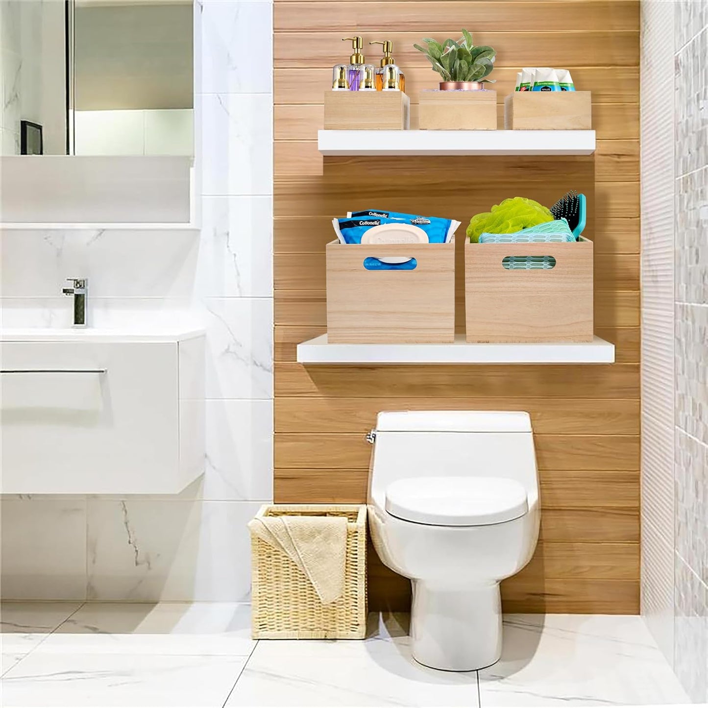 Sorbus Unfinished Wood Crates - Organizer Bins, Wooden Box for Pantry Organizer Storage, Closet, Arts & Crafts, Cabinet Organizers, Containers for Organizing (3 Pack)